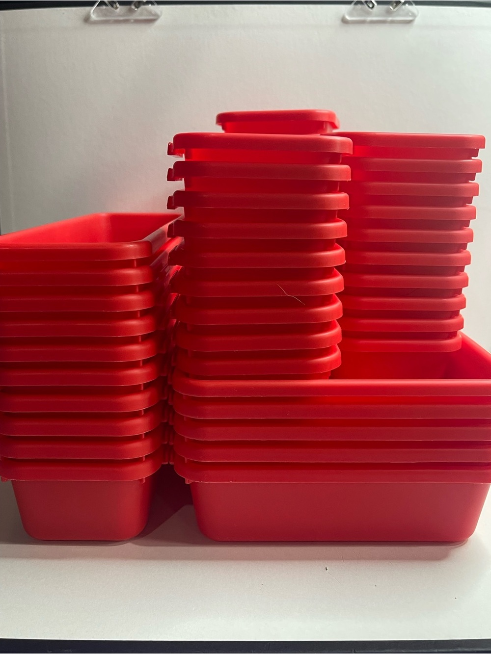 Source Unknown Red Stackable Plastic Organizers - Set of Nesting Bins